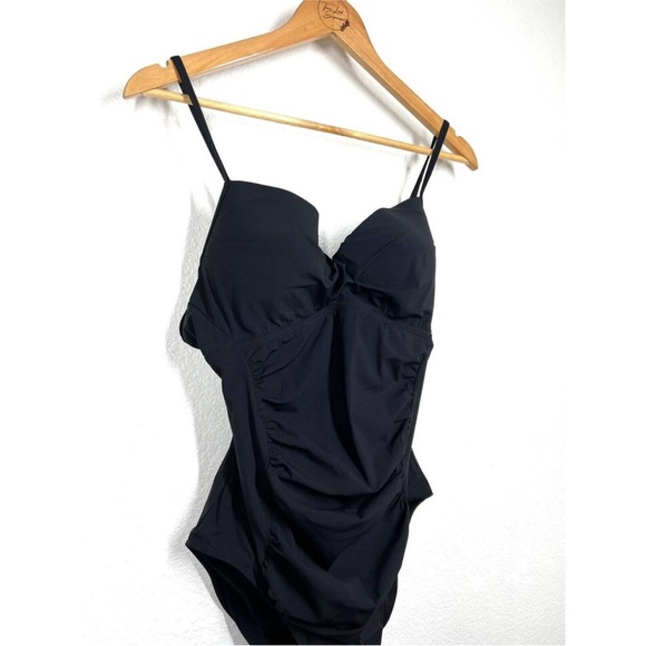Spanx Love Your Assets XL Black One Piece Swimsuit Push-up Shaping Ruched - Picture 3 of 6